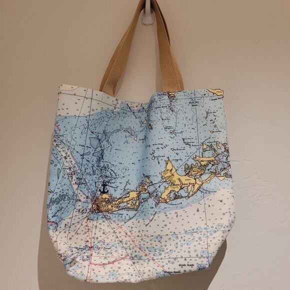 NWT Maritime Tribes Key West Nautical Chart Print Tote Bag - Picture 3 of 10